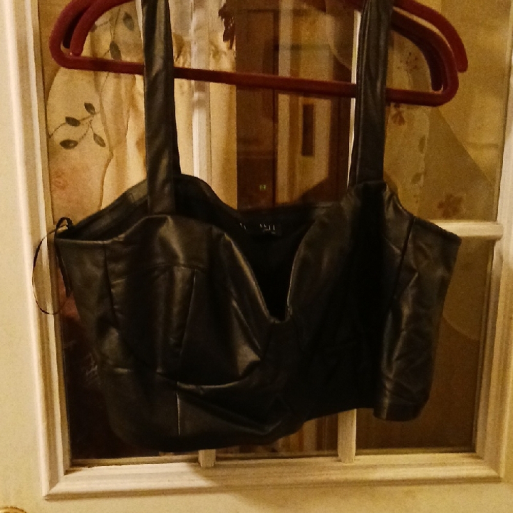 Faux Leather Black Bustier Top (See More Photos Of Item In Listing) - Picture 7 of 14